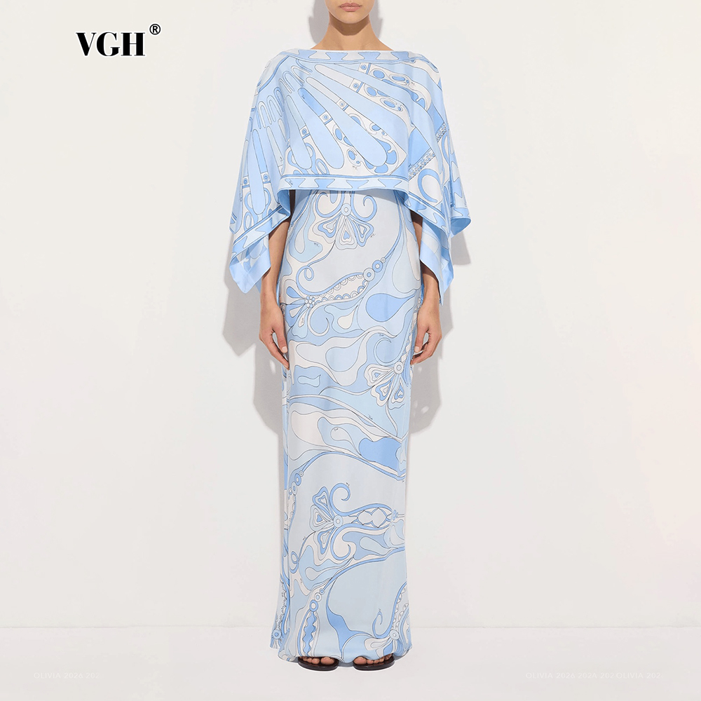Women'S Formal Wear Suit - VGH Lichtblauwe abstracte print tweedelige set