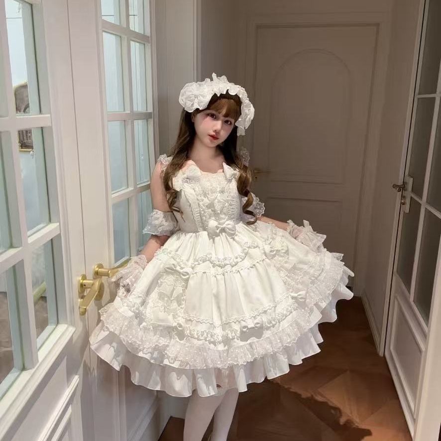 Victorian Women'S Formal Wear - Zoete Lolita-jurk Crèmewitte Ruffle Lace Princess
