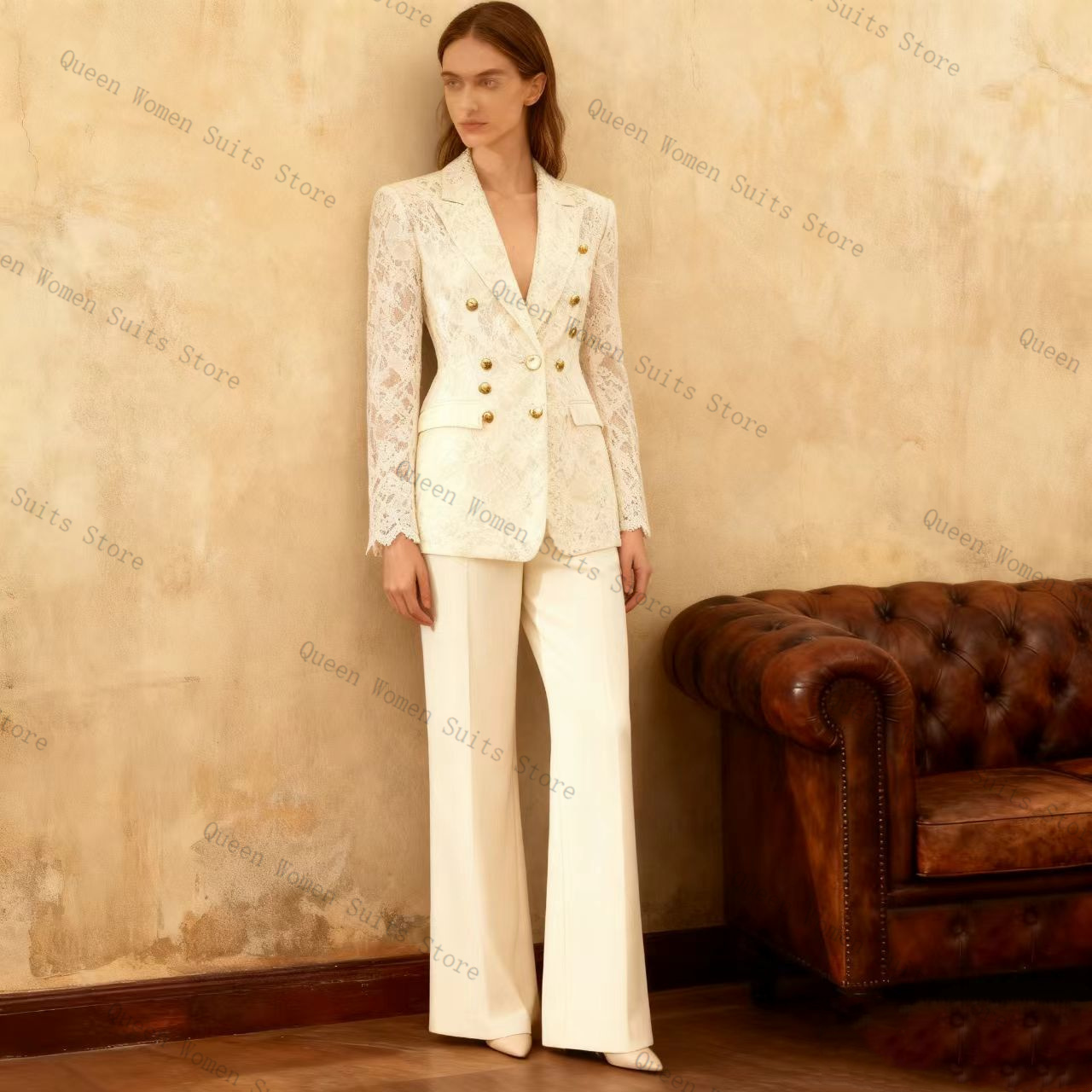Women'S Formal Jackets To Wear With Dresses - Wit Kant Vrouwen Pak Broek Set