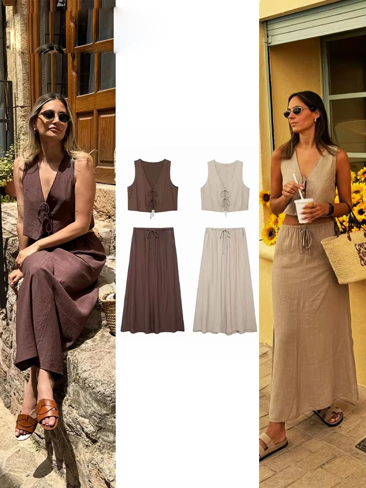 Pencil Skirt Midi - 2024 Zomer Vrouwen Rokken Set Mouwloze