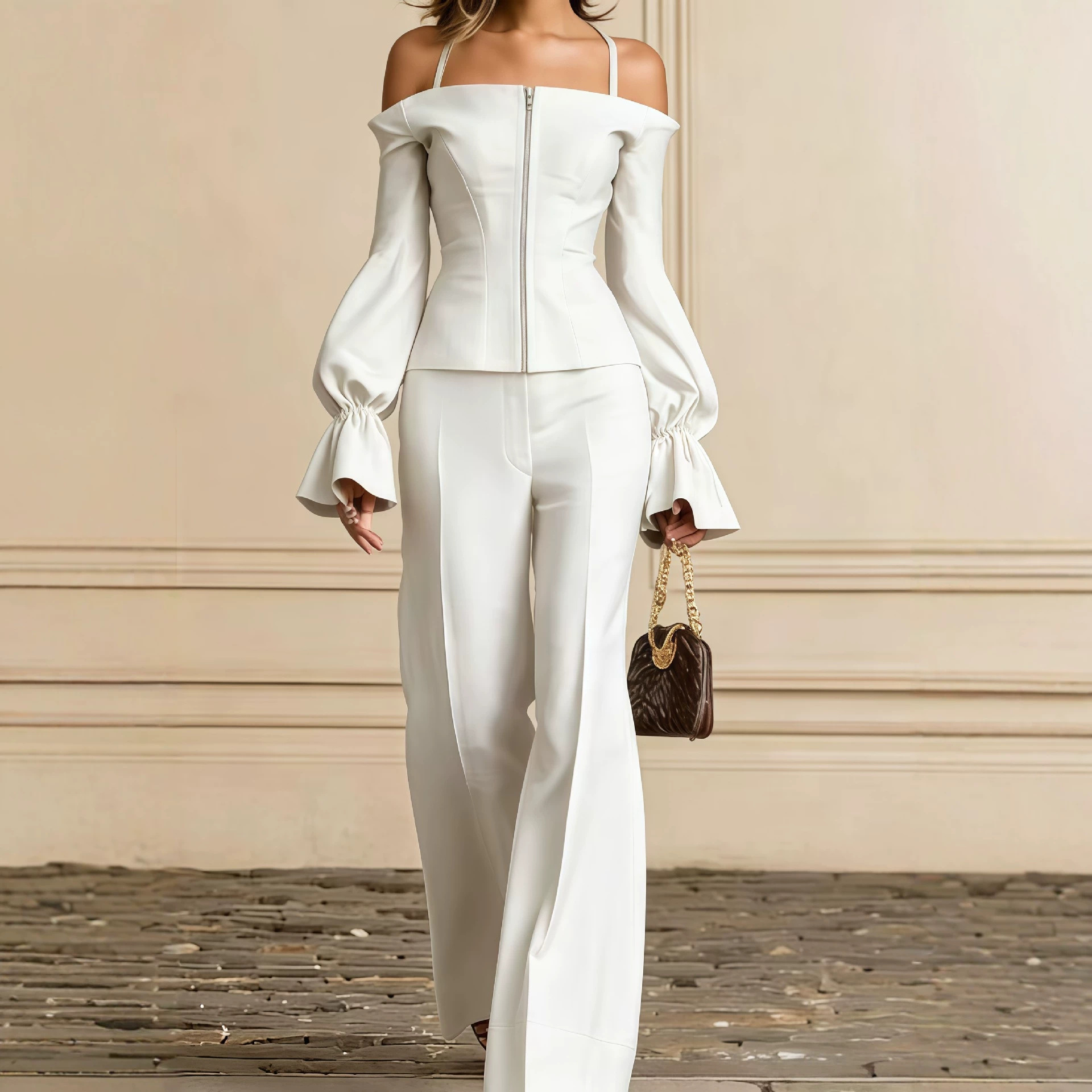 Women'S Formal Wear Suit - 2-delig broekpak voor dames, effen, met