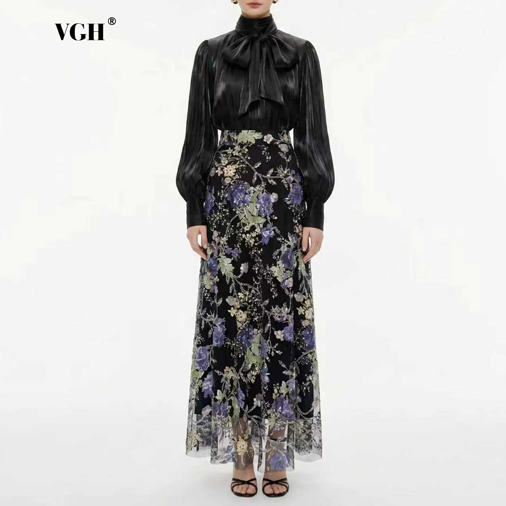 Women'S Formal Wear Suit - VGH Elegante Chique Zwarte Bloemrijke Tweedelige