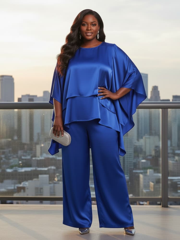 Women'S Formal Wear Suit - Plus Size Top met Ronde Hals