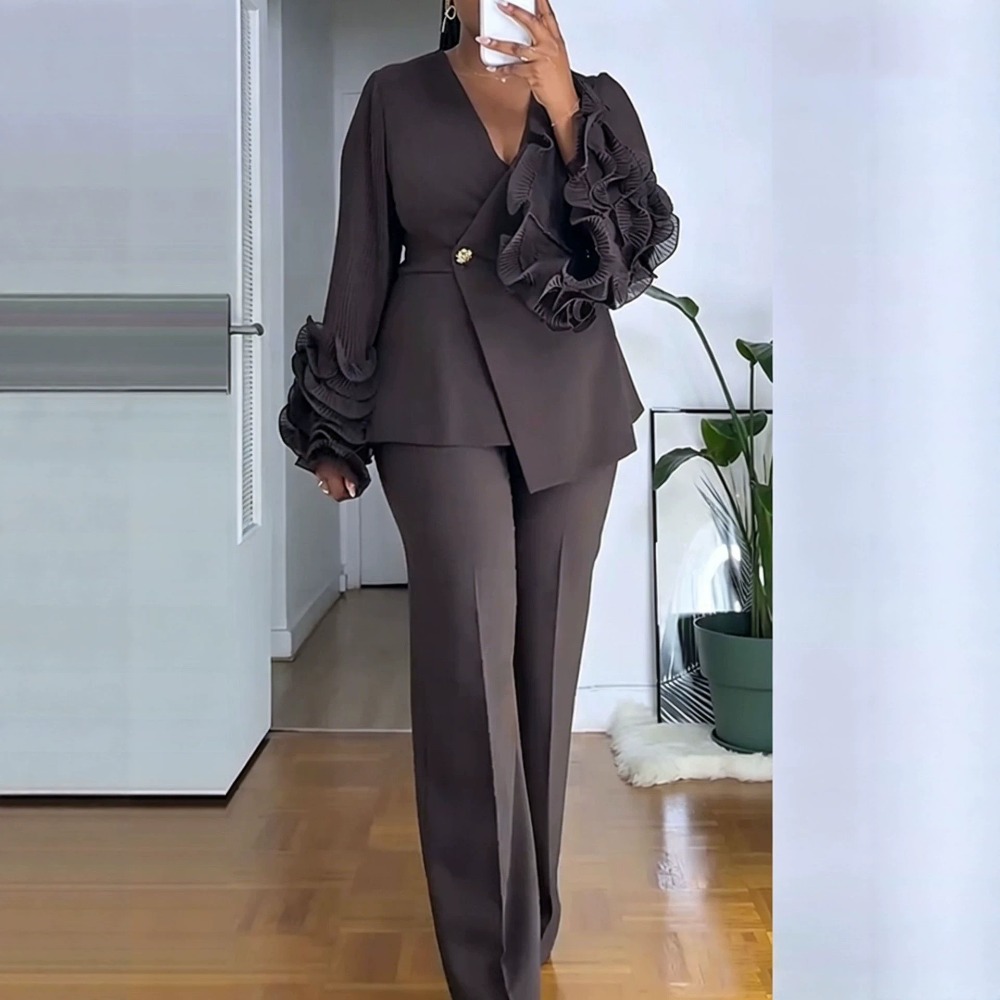 Women'S Formal Wear Suit - 2-delig broekpak voor dames, diepe V-hals,