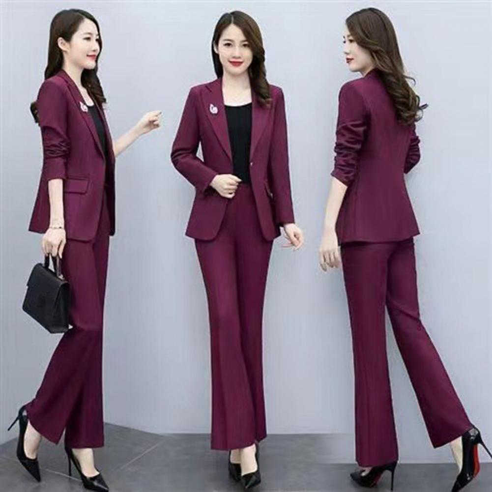 Women'S Formal Wear Suit - 2-delig dames kostuum met reverskraag, lange