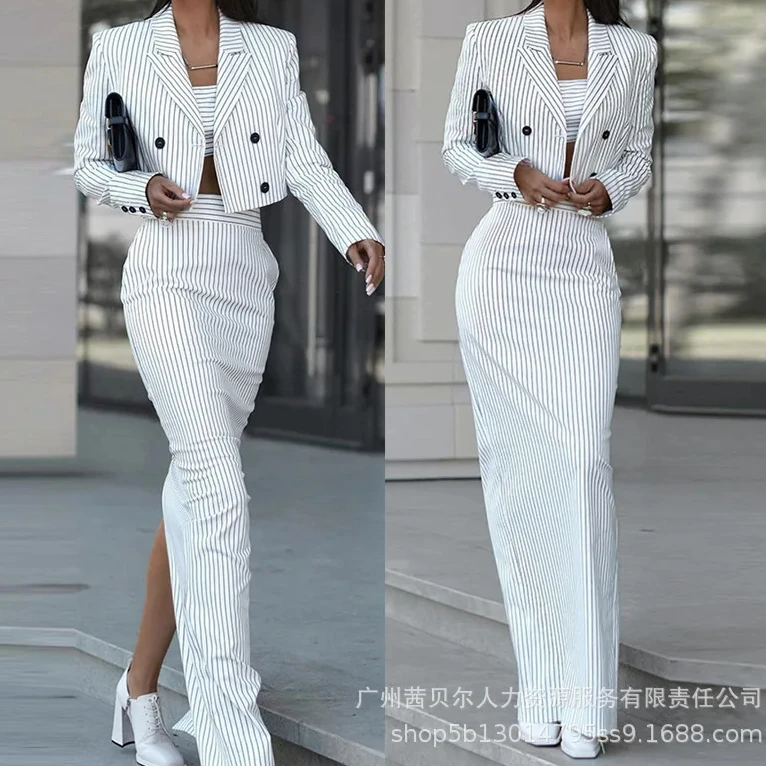 Gestreepte Blazer Jas & Slit R - Pencil Skirt Midi recensie en prijs