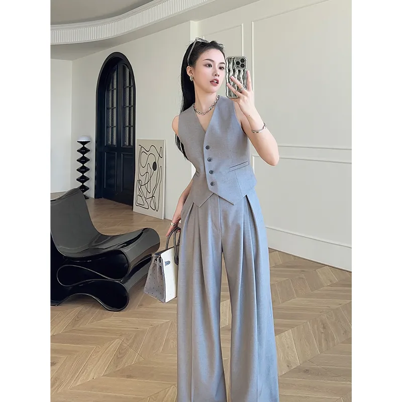 Dames mouwloos vest wijde pijp - Women'S Formal Wear Suit recensie en prijs